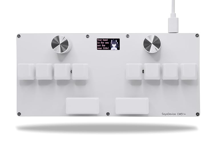 BTXETUEL SayoDevice CM51+ Rapid Trigger Keyboard for OSU!、djmax... Rhythm Game with GATERON Hall Magnetic Linear Switches with Knob Custom Programmable Keypad (White-GATERON White Switches, CM51+) - CM51+ - White-GATERON White Switches