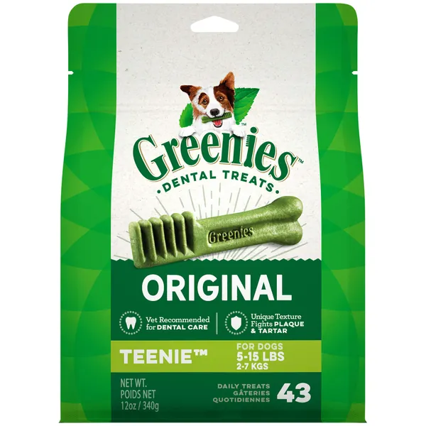 Greenies Original Teenie Natural Dental Dog Treats (5-15 lb. Dogs) - 43 Count (Pack of 1)
