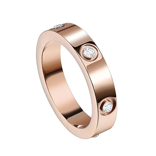 Love Friendship Rings 18K Gold Plated Silver with CZ Stainless Steel Promise Rings Wedding Band Fashion Love Rings for Her Women with Gifts Box - 10 - Rose gold