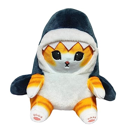 Miotlsy Katze Plüschtier Kawaii Katze Kuscheltier Shark Cat Gefüllte Puppe Plüschpuppe 22 cm Weiche Plüsch Katze Stofftierpuppe Geschenk für Kinder