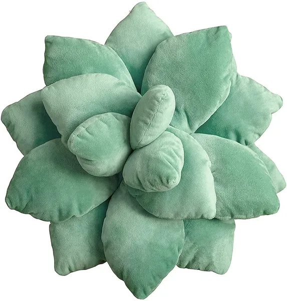 3D Succulents Cactus Pillow,Cute Pillows for Bedroom Aesthetic,18 Inch Lifelike Plush Stuffed Toys Soft Doll Creative Potted Flowers Pillow Chair Cushion Gift for Girls Kids (18 inches, Dark Green) - 18 inches Dark Green