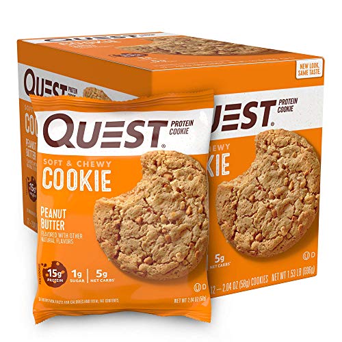 Quest Nutrition Peanut Butter Protein Cookie, High Protein, Low Carb, 12 Count - Peanut Butter