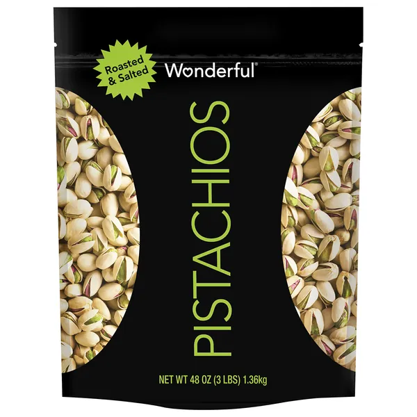 Wonderful Pistachios Resealable Bag, Roasted & Salted Nuts, 48 Oz - 