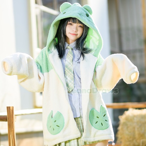Fluffy Froggie Zip Up Hoodie - L