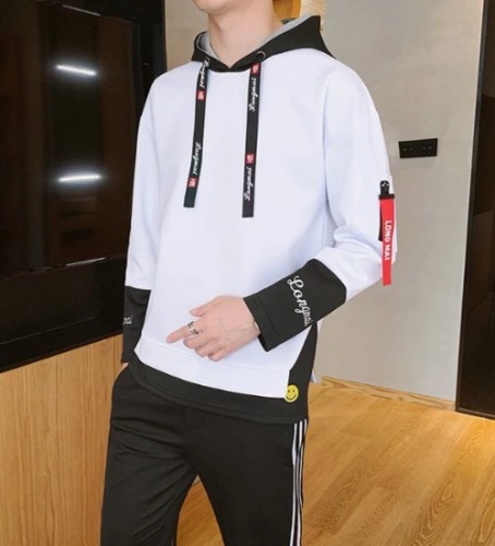 Mens KPOP Style Hoodie - White / S