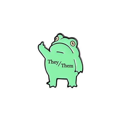 They/Them Pronoun Brooch Pin Cute Frog Nonbinary Transgender Pride