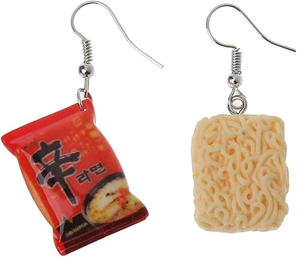 PULABO Funny Instant Noodle Chili Simulation Food Drop Earrings Women Fashion Jewelry Hook Earrings Artist Painter Jewelry Durable