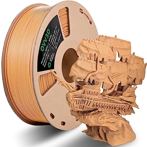 OVV3D Wood PLA Filament 1.75mm, Wood 3D Printer Filament, Yellow Teak Wood Filament Add More Than 30% Real Wood Fiber, Matte and Frosted 3D Filament, 1.75 PLA Filament Wood 3D Printing Filament, 1kg - Wood Teak