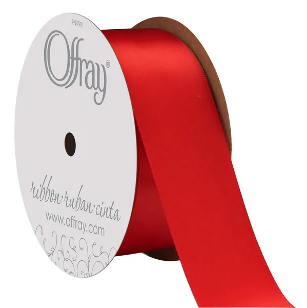 Berwick Offray 1.5" Wide Double Face Satin Ribbon, Red, 10 Yds - 10 Yards Red Solid