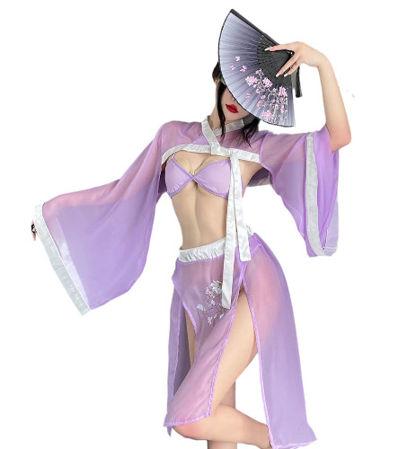 Women's Sexy Asian RolePlay Suit Cosplay Hanfu Cheongsam Dress Anime Lingerie Costumes - #89 Purple