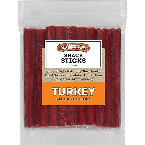 Old Wisconsin Turkey Sausage Snack Sticks, Naturally Smoked, Ready to Eat, High Protein, Low Carb, Keto, Gluten Free, 28 Ounce Resealable Package - 1.75 Pound (Pack of 1) - Turkey