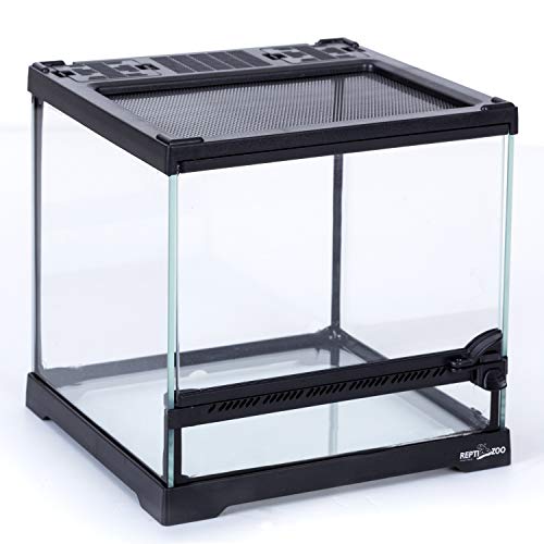 REPTIZOO Mini Reptile Glass Terrarium Tank 8"x8"x8", Front Opening Door Full View Visually Appealing Mini Reptile or Amphibians Glass Habitat - 8"x8"x8"
