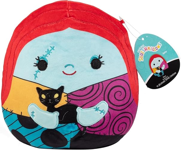 Squishmallows Original 8-Inch Sally with Cat - Nightmare Before Christmas - Official Jazwares Disney Plush - Collectible Soft & Squishy Stuffed Animal Toy - Gift for Kids, Girls & Boys - Red