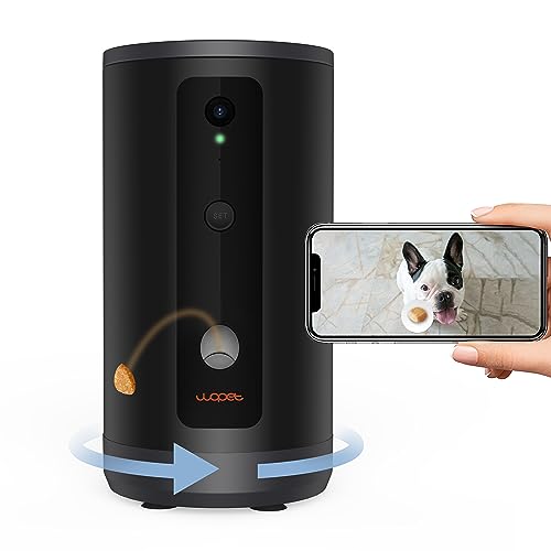WOPET 300° Dog Camera with Treat Dispenser, [New 2023] 5G WiFi Pet Camera Treat Tossing for Cats and Dogs, 1080P HD with Night Vision, 2-Way Audio for Monitoring Your Pet on Phone app - Black