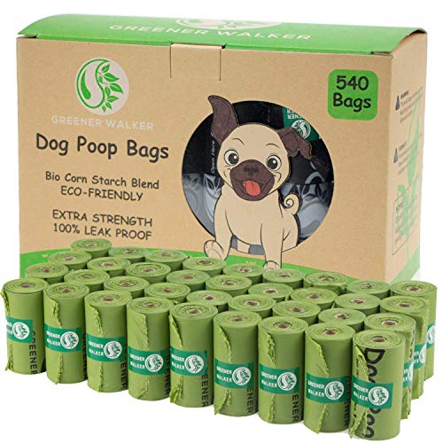 Greener Walker Poop Bags for Dog Waste-540 Bags,Extra Thick Strong 100% Leak Proof Dog Waste Bags (Green) - Green