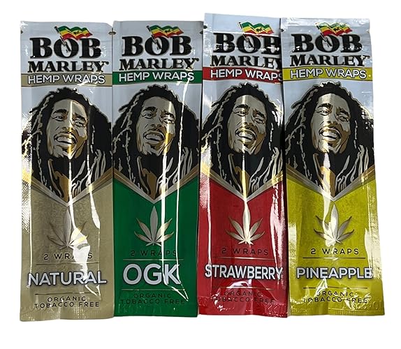 4 Packs Marley Rolling Paper Combo Pack Pre-wrap (Strawberry, OGK, Natural Pineapple) + RSV Scoop Card