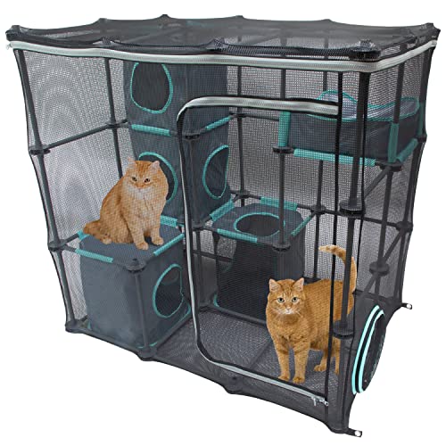 Kitty City Claw Indoor and Outdoor Mega Kit Cat Furniture, Cat Sleeper, Outdoor Kennel, Corrugate Cat Scratcher, Black - Outdoor Mega Kit