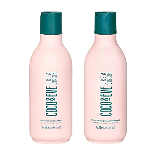 Coco & Eve Like A Virgin Shampoo & Conditioner Bundle Kit - Natural, Sulfate free Hair Care with Argan Oil, Coconut and Avocado Oil | For Dry Damaged, Color Treated Hair | Anti Frizz (250ml each)