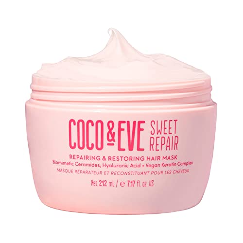 Coco & Eve Sweet Repair Repairing and Restoring Hair Mask. With Hyaluronic Acid, Vegan Keratin to Repair Dry Damaged Hair, Hydration & Shine. (212ml)