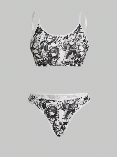 ROMWE Anime Conjunto De Lencería Sexy