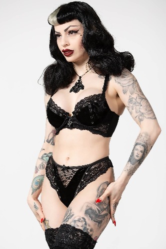 Sacred Spirits Velvet Bralet [B] | XS / Black / 95% Polyester 5% Elastane