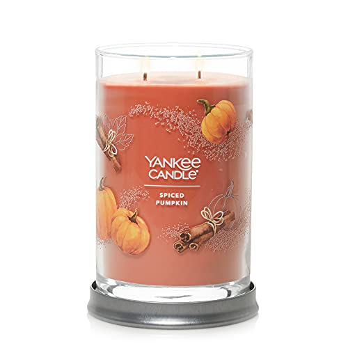 Yankee Candle Spiced Pumpkin Scented, Signature 20oz Large Tumbler 2-Wick Candle, Over 60 Hours of Burn Time - Spiced Pumpkin - Large 2-Wick Tumbler