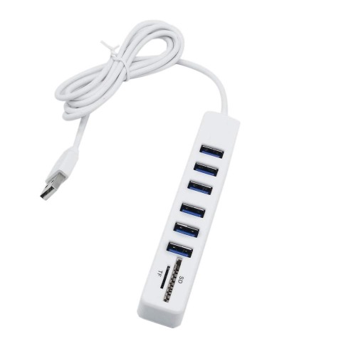 Cotchear Multi USB Hub USB 2.0 Splitter High Speed 6 Ports Hab TF SD Card Reader All in One for PC Computer Accessories (White) - White