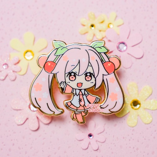 Virtual Vocalist Sakura Miku Hard Enamel Pin - [A Grade] / Simple Rubber Back