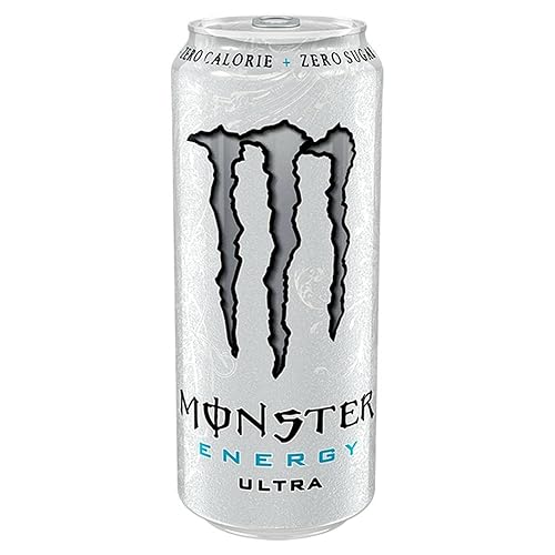 Monster Energy Ultra White - koffeinhaltiger Energy Drink mit sanftem Zitrus-Geschmack - ohne Zucker und ohne Kalorien - in praktischen Einweg Dosen, 500 ml (12er Pack)