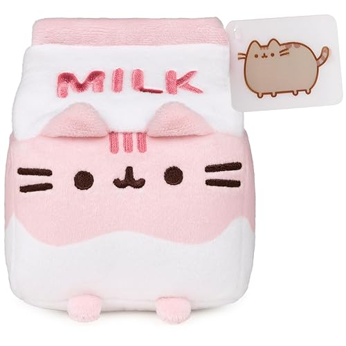 GUND Pusheen Strawberry Milk Plush Cat Stuffed Animal for Ages 8 and Up, Pink/White, 6” - Strawberry Milk