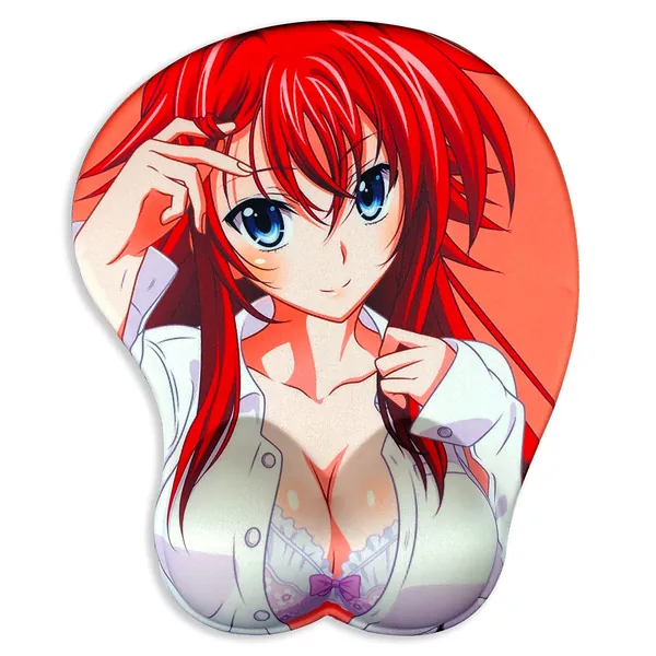 Anime 3D Hentai Mousepads High School D×D Character Cute Girl Rias Gremory Oppai Gaming Mouse Pad with Wrist Rest Support (Purple, 2Way Skin) - Purple 2Way Skin