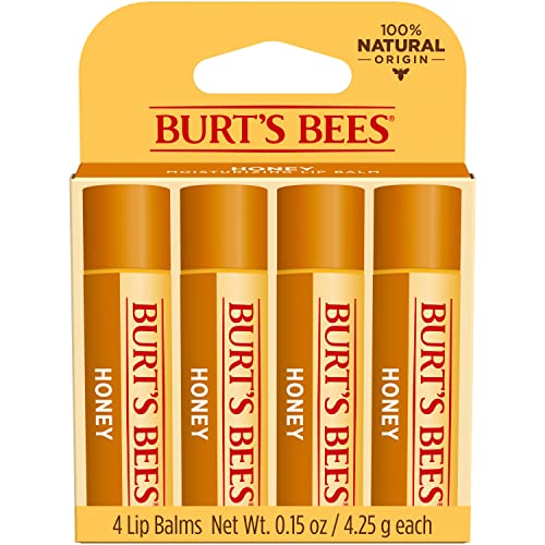 Burt's Bees 100% Natural Moisturizing Lip Balm, Honey with Beeswax - 4 Tubes - Honey - 4 Count