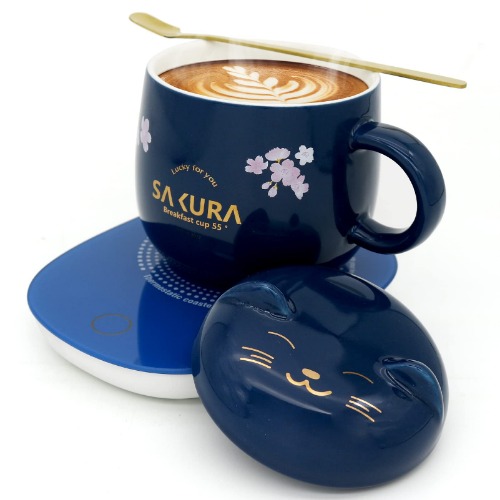 LIZHIGU Coffee Mug Warmer ,Mug Warmer Cute Coffee Warmer Mug Coffee Cup for Women Coffee Tea Warmer Cup for Desk Smart Coffee Mug - Dark Blue