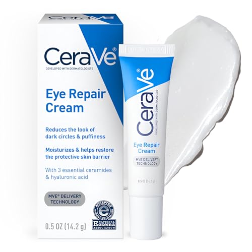 CeraVe Eye Repair Cream | Under Eye Cream For Puffiness And Bags Under Eyes | Hyaluronic Acid + Niacinamide + Marine Botanical Complex | Hydrating Eye Cream | Oil Free & Opthalmologist Tested - Eye Cream - 0.5
