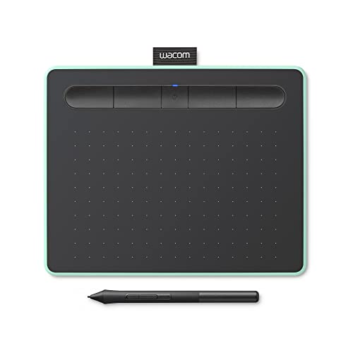 Wacom Intuos Small Bluetooth Graphics Drawing Tablet, Portable for Teachers, Students and Creators, 4 Customizable ExpressKeys, Compatible with Chromebook Mac OS Android and Windows - Pistachio - Pistachio - Small Wireless - Tablet