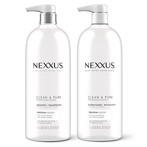 Nexxus Clean and Pure Clarifying Shampoo and Conditioner With ProteinFusion, 2-Pack for Nourished Hair Paraben Free Salon Shampoo 33.8 oz