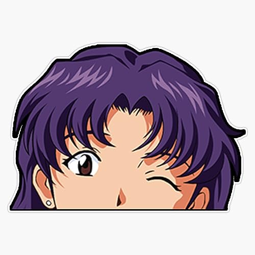 Misato Katsuragi Evangelion Cool Anime Peeker Sticker Vinyl Waterproof Sticker Decal Car Laptop Wall Window Bumper Sticker 5"
