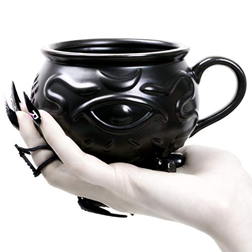 Rogue + Wolf Large Coffee Mug, Big Witch Cauldron Ceramic Mug, Witchcraft Coffee Cups, Ceramic Halloween Decor Spooky Coffee Mugs for Women Porcelain 3D Novelty Gothic Cup Goth Tea Witchy -14 oz 400ml