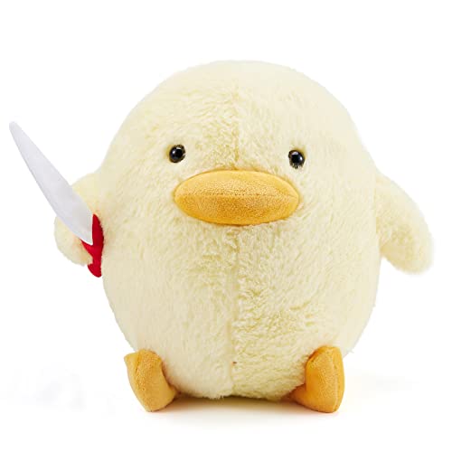 Honganda Cute Duck with Knife Plushies Toy, Soft Stuffed Animal Plush Doll Toys, Plush Throw Pillow Gifts for Kids Adults (Yellow) - Yellow