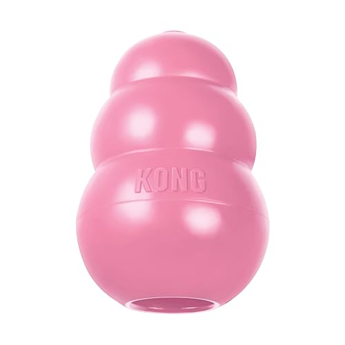 KONG Puppy - Natural Teething Rubber Chew Toy for Dogs - Stuffable Dog Toy for Extended Playtime - Chew & Fetch Toy for Puppies - for Medium Puppies - Pink - Medium (Pack of 1) - Pink