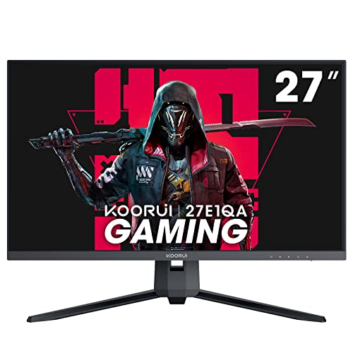 KOORUI 27 Inch QHD Gaming Monitor 144 Hz, 1ms, DCI-P3 90% Color Gamut, Compatible FreeSync, Ultra Slim Frame, VESA Mountable (2560x1440, HDMI, DisplayPort) Black - 27 Inch - QHD/144Hz