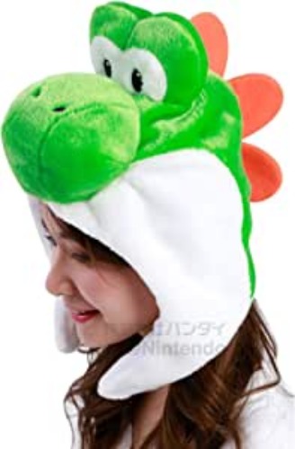 SAZAC Super Mario Bros. Adult Fluffy Beanie Soft Warm Costume Cap - Yoshi
