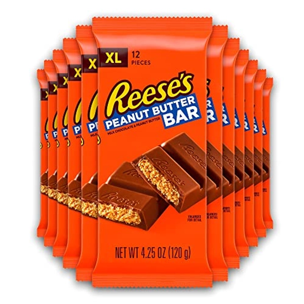 REESE'S Milk Chocolate Peanut Butter XL, Candy Bars, 4.25 oz (12 Count, 12 Pieces)