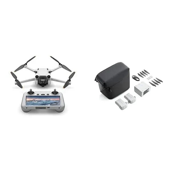 DJI Mini 3 Pro (DJI RC) & Fly More Kit Plus – Lightweight and Foldable Camera Drone with 4K/60fps Video, 47-min Flight Time, Tri-Directional Obstacle Sensing, Ideal for Aerial Photography - Mini 3 Pro (DJI RC) +Kit Plus