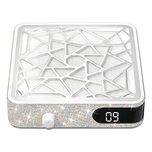 CHRISTINE SHELLY Nail Dust Collector, Powerful Vacuum Fan Vent Dust Collector Extractor Dust Suction Machine for Acrylic Nails Polishing, Nail Salon, White Diamond - A-white Diamond（plug-in)