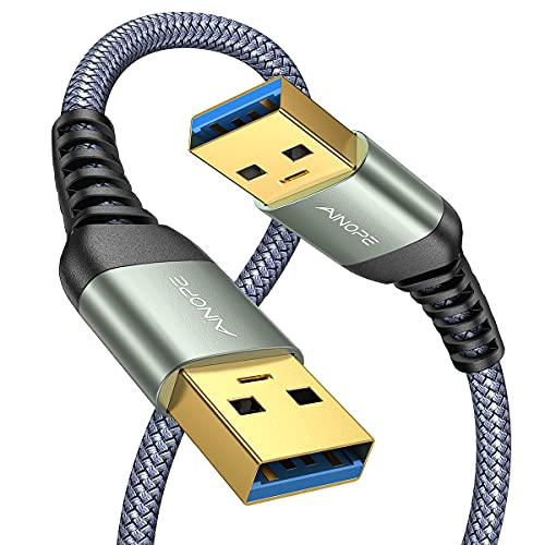 AINOPE [2 Pack] USB 3.0 Cable, USB to USB Cable, USB A Male to Male Cable [3.3FT+ 3.3FT] [Never Rupture] Double End USB Cord Compatible with Hard Drive Enclosures, DVD Player, Laptop Cooler and More - 3.3FT+3.3FT - Grey - 2