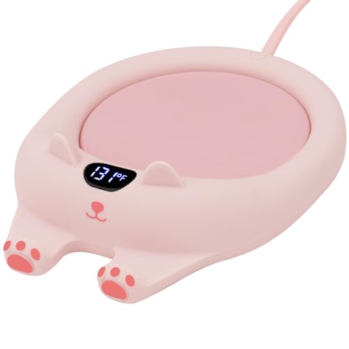 PUSEE Mug Warmer,Coffee Warmer for Desk Candle Warmer Auto Shut Off,Coffee Cup Warmer with 3 Temp Settings,Electric Beverage Warmer Plate for Coffee,Tea,Water Milk and Cocoa(Not Include Cup) - Ador Pink
