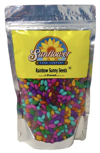 Chocolate Covered Sunflower Seeds - Multicolored Candy Coated Treats - Rainbow Sunny Seeds - Sweet and Crunchy Topping - 1 LB Resealable Bag - 