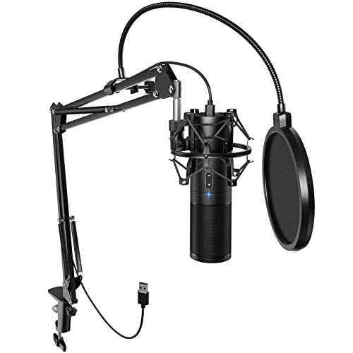 TONOR USB Gaming Microphone, PC Streaming Mic Kit for PS4/5/Discord/Twitch Gamer, Condenser Studio Cardioid Microfono for Podcasting, Recording, Content Creation, Singing with Adjustable Arm Stand Q9 - Q9