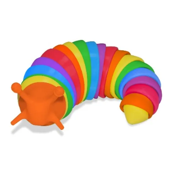 Fidget Slug Toy, Flexible Decompression Slug for Relaxing, Friendly Articulated Slug Fidget Toy, Hand Sensory Toy for Adults (7.5 Inch Rainbow)